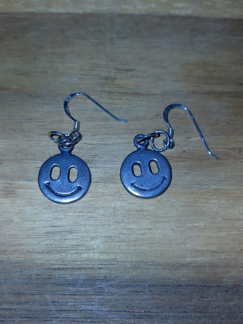 Smiley Face Drop Earrings - Silver Tone Women’s Jewelry